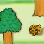 木を揺すって落ちてきたハチの巣のイラスト Nippon-gurashi