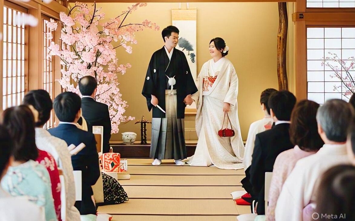 image of traditional Japanese wedding made by AI