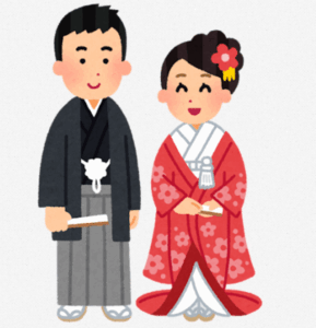An illustration of traditional Japanese wedding dresses