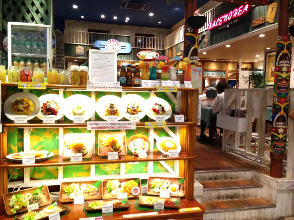 Food sample displays at a Hawaian restaurant in Yokohama, Japan