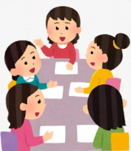 女性の会議中のイラスト