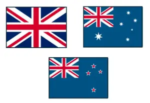 イギリス英語が話されている国の国旗のイラスト