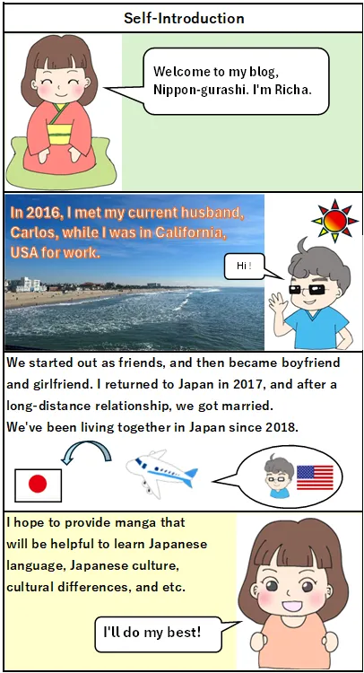 Nippon-gurashi self-introduction 4-koma manga English version